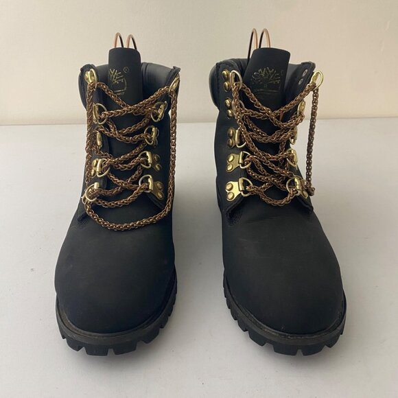 Timberland 10061 Boots Shoes Black Gold Chain - Picture 3 of 12